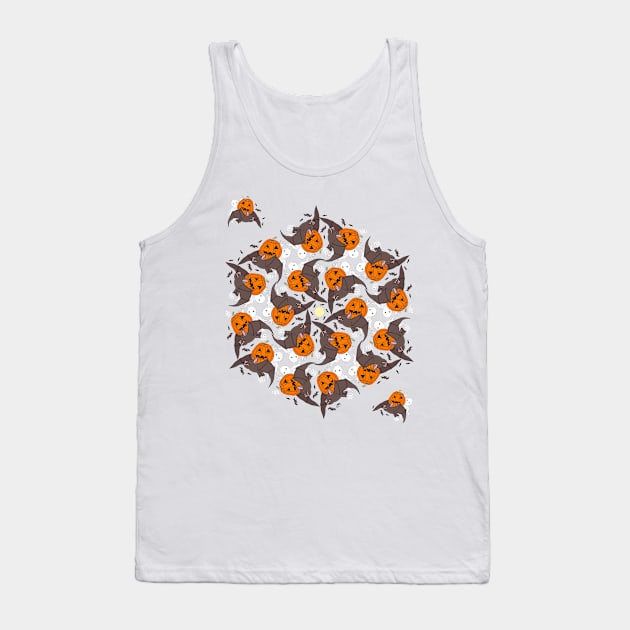 Halloween flight of bats, ghosts, and Jack-o'-lantern pumpkins Tank Top by davidscohen